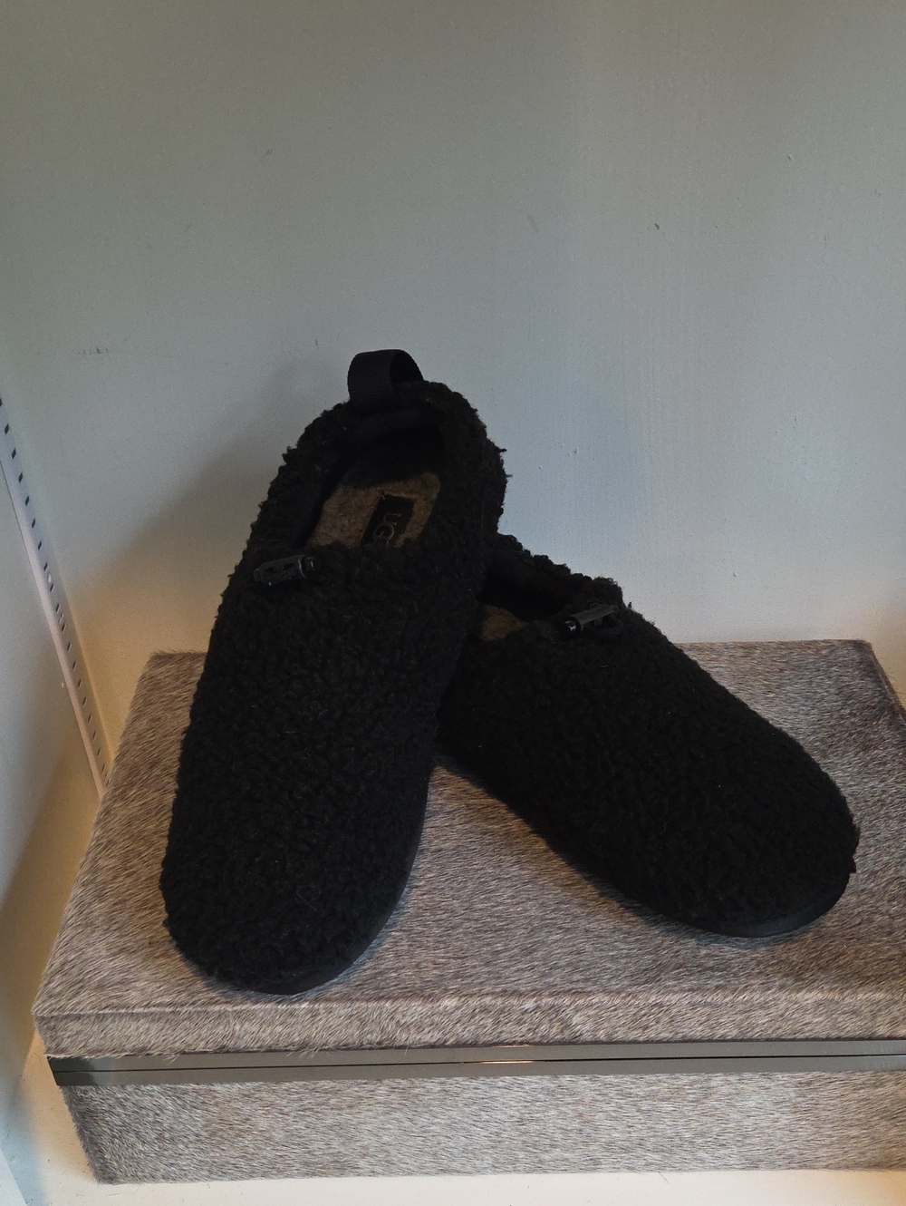 Black Fleece-Lined Womans Slip-On Comfort Shoes